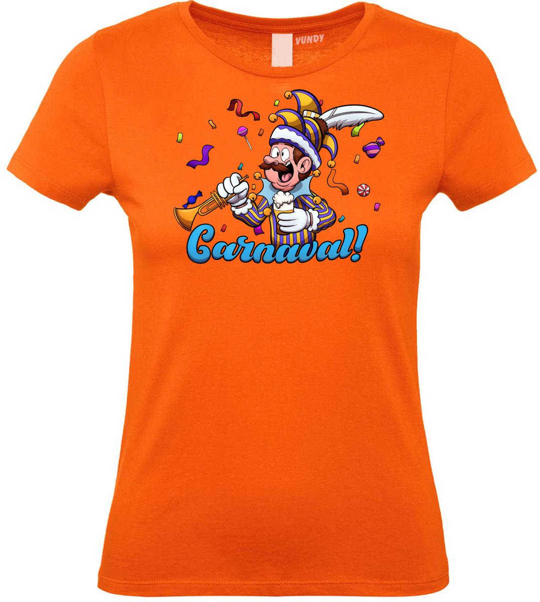 Dames T-shirt Carnavalluh | Carnaval | Carnavalskleding Dames Heren | Oranje | maat M